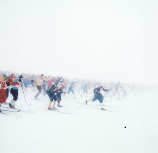 Cross country skiing with fog