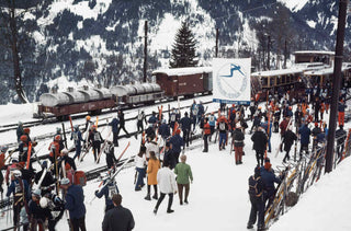 Wengen in winter with skiers